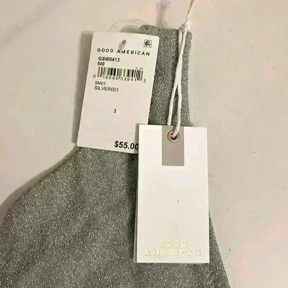 Good American Silver Sparkle Matching Bikini Size Large NEW​​ - Picture 5 of 6